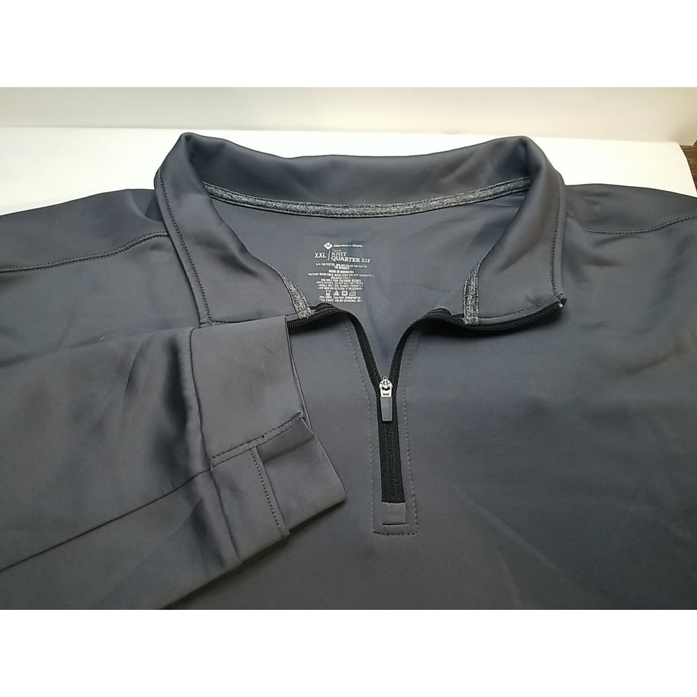 Member's Mark Mens Tech Knit 1/4 Zip Pullover 2XL Charcoal Sky Gray Long Sleeve